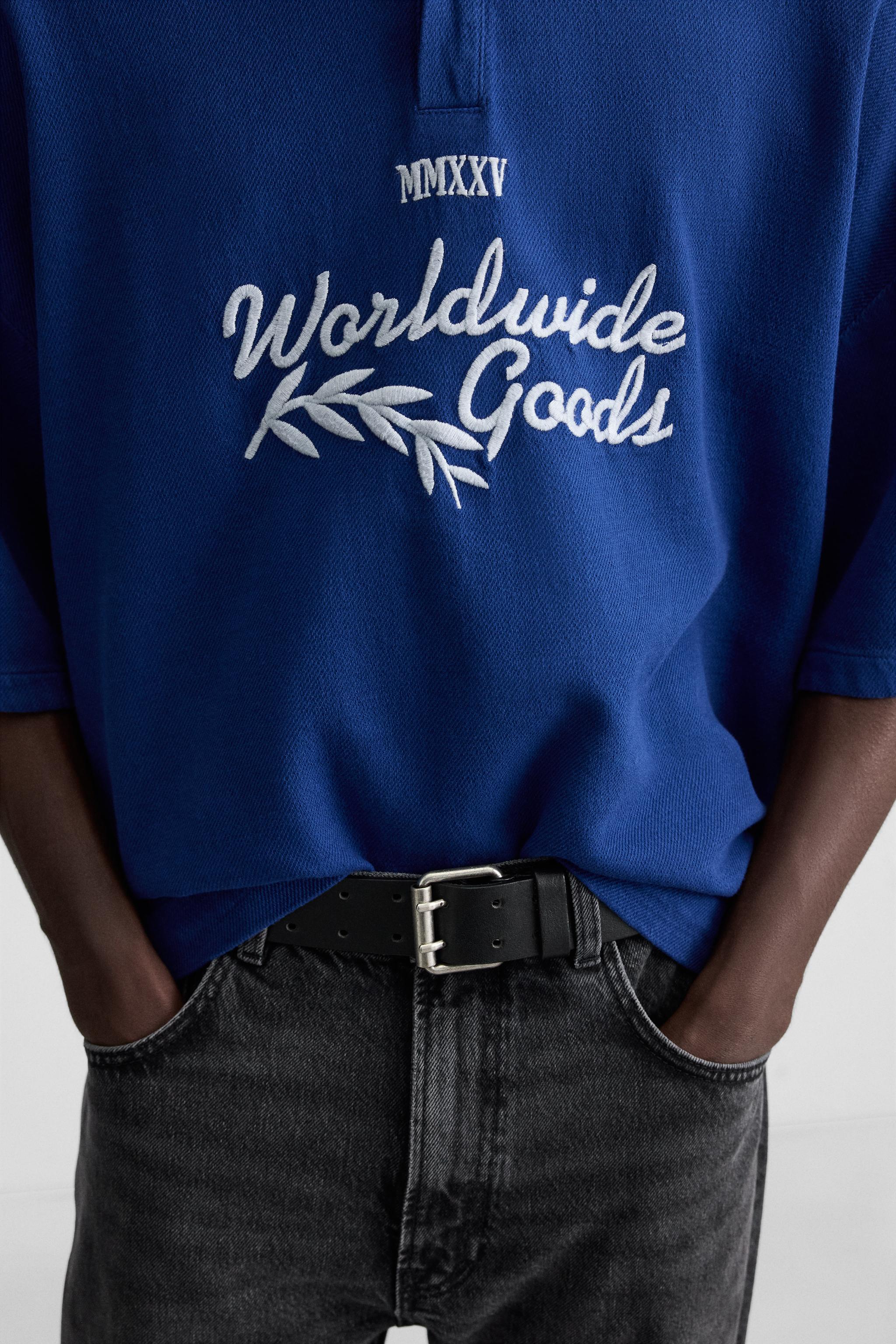 EMBROIDERED TEXT POLO SHIRT